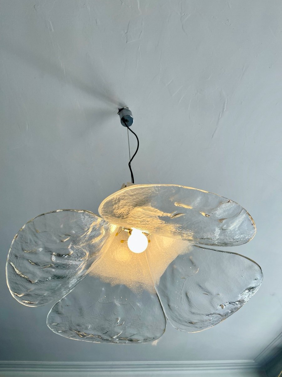 Murano Glass Pendant Lamp "flower" By Carlo Nason For Av Mazzega Year 70