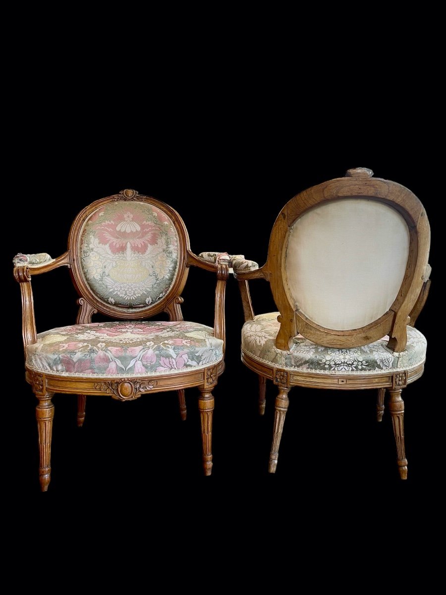 Pair Of Louis XV - Louis XVI Transition Period Armchairs-photo-2