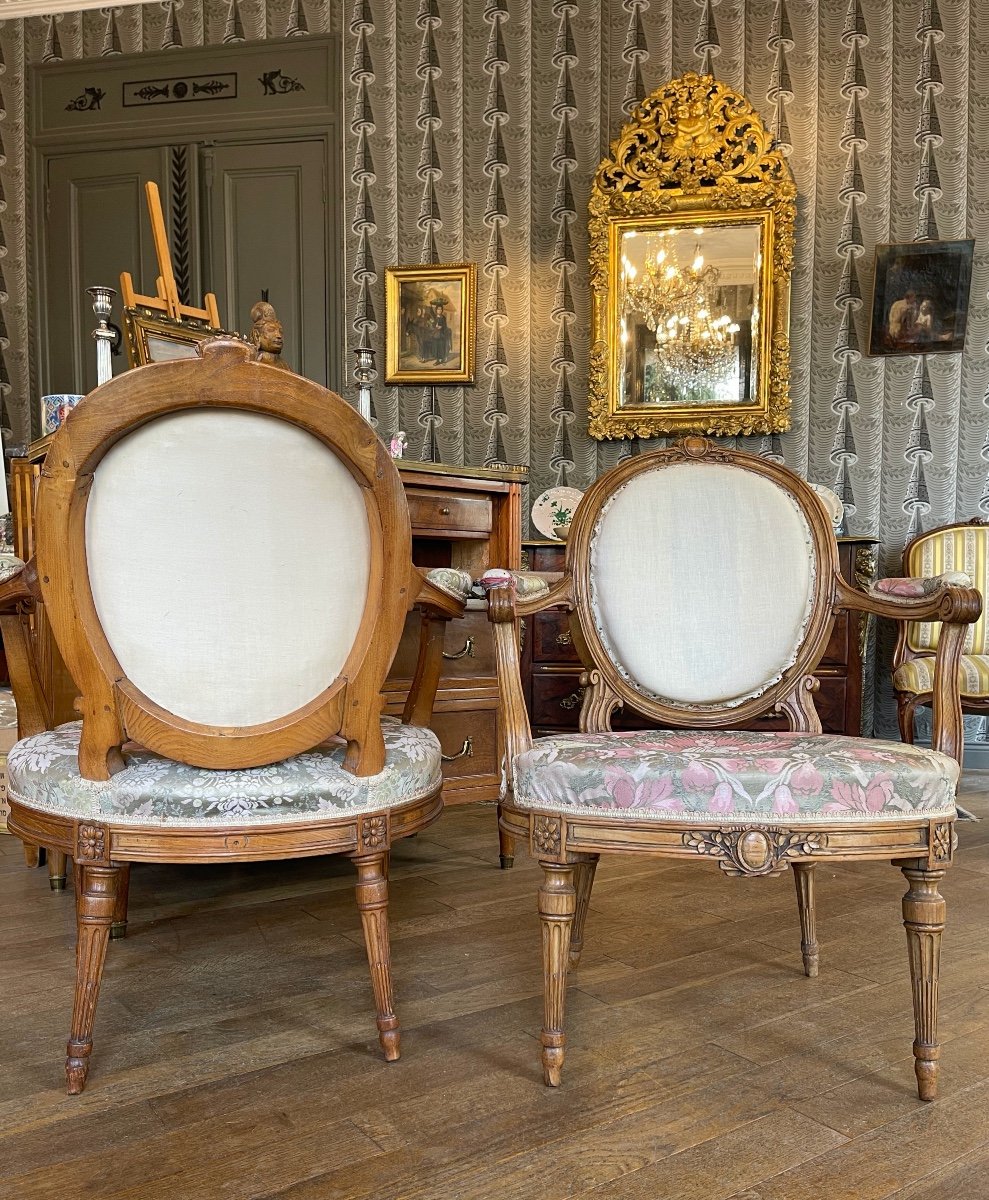 Pair Of Louis XV - Louis XVI Transition Period Armchairs-photo-1