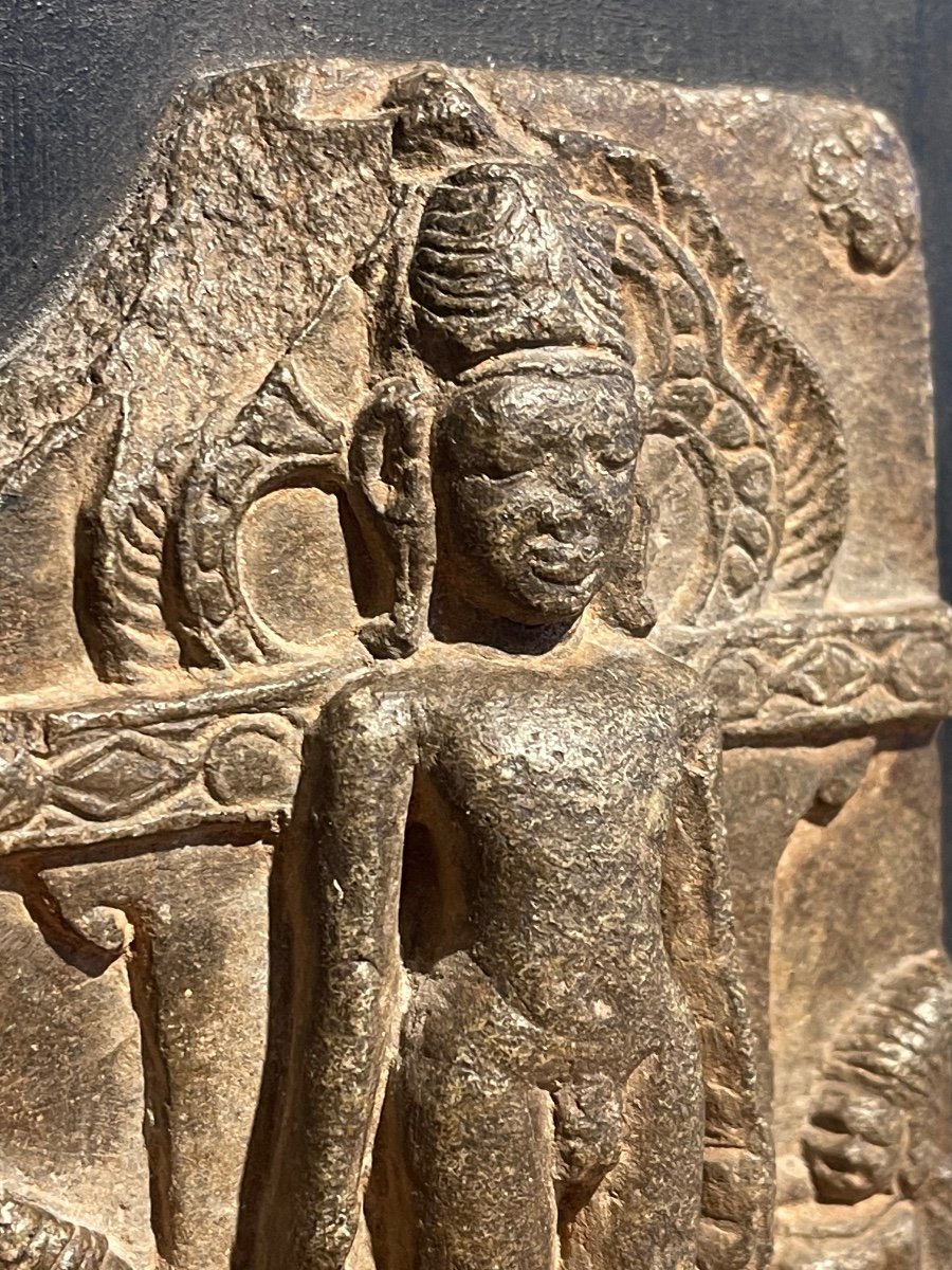 Sculpture en pierre  Vishnu - Période Pala - Inde XI- XIIe Siècle-photo-4
