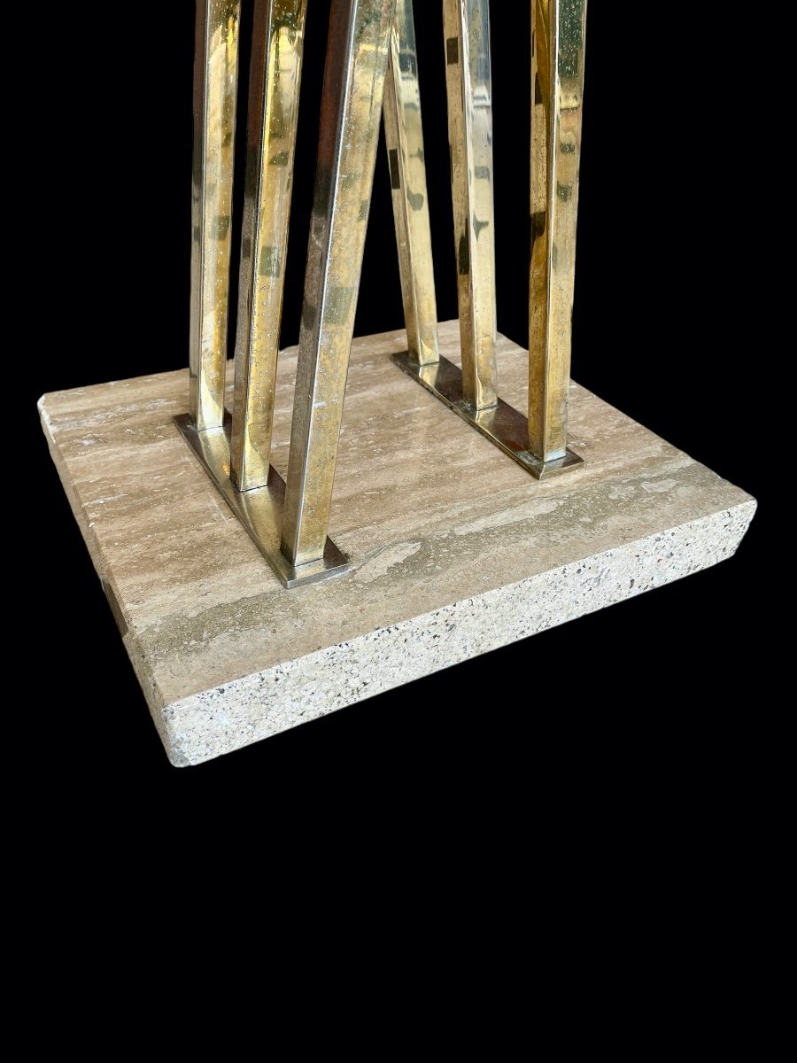 Vintage Marble And Brass Coat Rack By Romeo Rega - Italy 1960s-photo-3