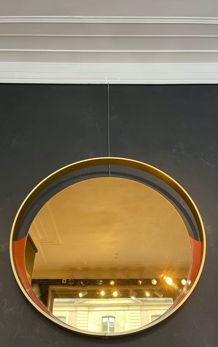 Miroir Mural Rond Teinté bronze Par Rimadesio - Italie Année 1970-photo-4