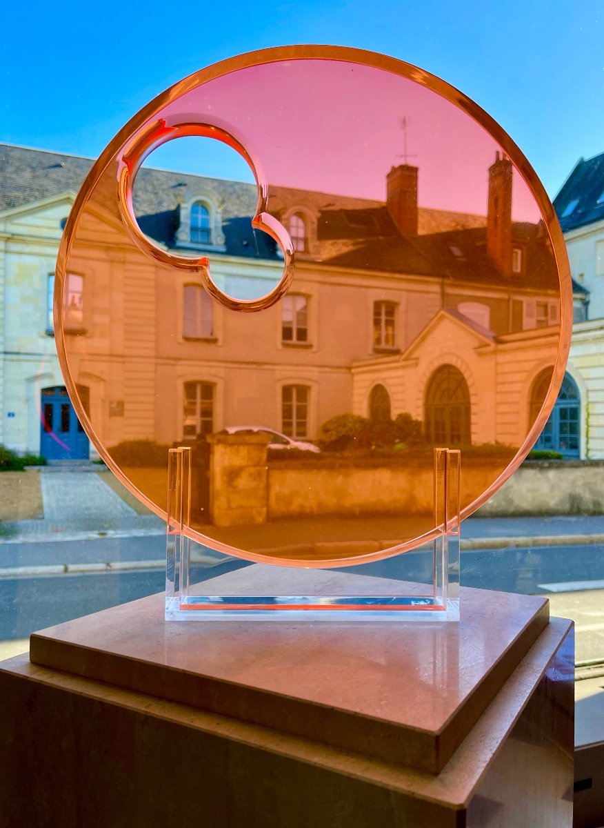 Circular Plexiglass Sculpture By Roz Stroll (1944-2023)-photo-1