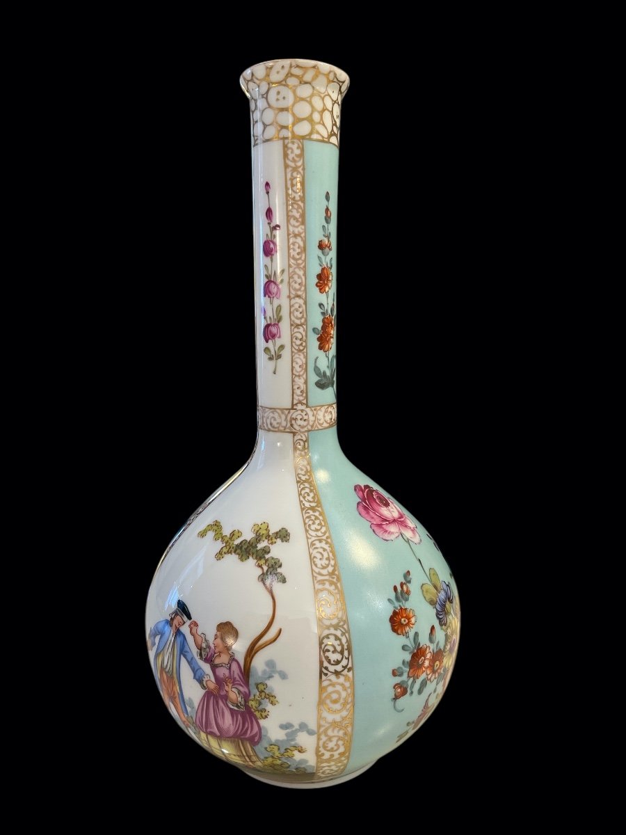 Polychrome Vase In German Porcelain Dresden Manufactory 1890 - Late 19th Century-photo-3