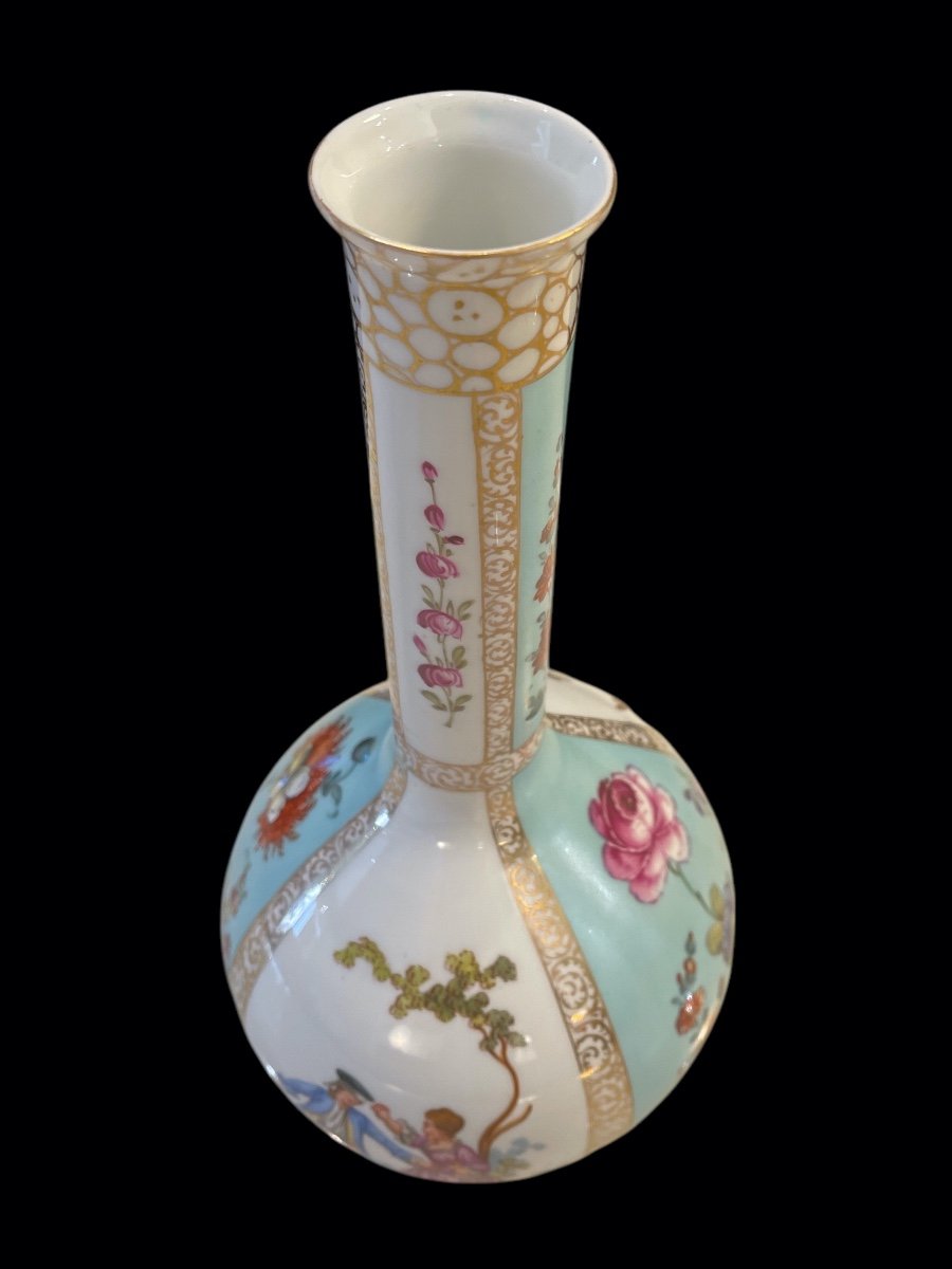 Polychrome Vase In German Porcelain Dresden Manufactory 1890 - Late 19th Century-photo-4