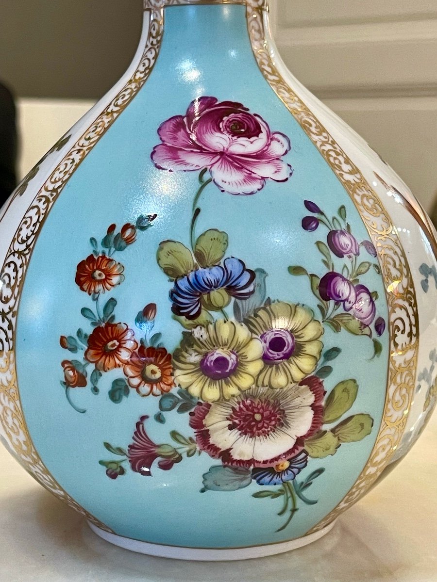 Polychrome Vase In German Porcelain Dresden Manufactory 1890 - Late 19th Century-photo-7