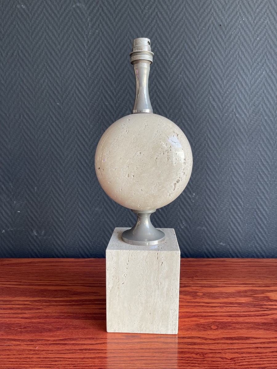 Travertine Table Or Living Room Lamp Created By Maison Philippe Barbier - 1960s/1970s-photo-4