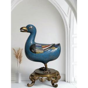 Canard En émail Cloisonné Sur Socle - Chine XIXe Siècle