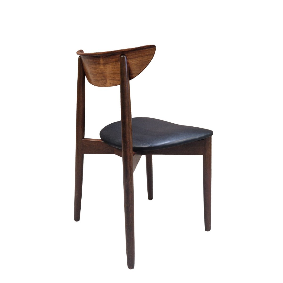 Series Of Six Vintage Scandinavian Chairs In Rosewood And Leather, Harry Ostergaard-photo-2