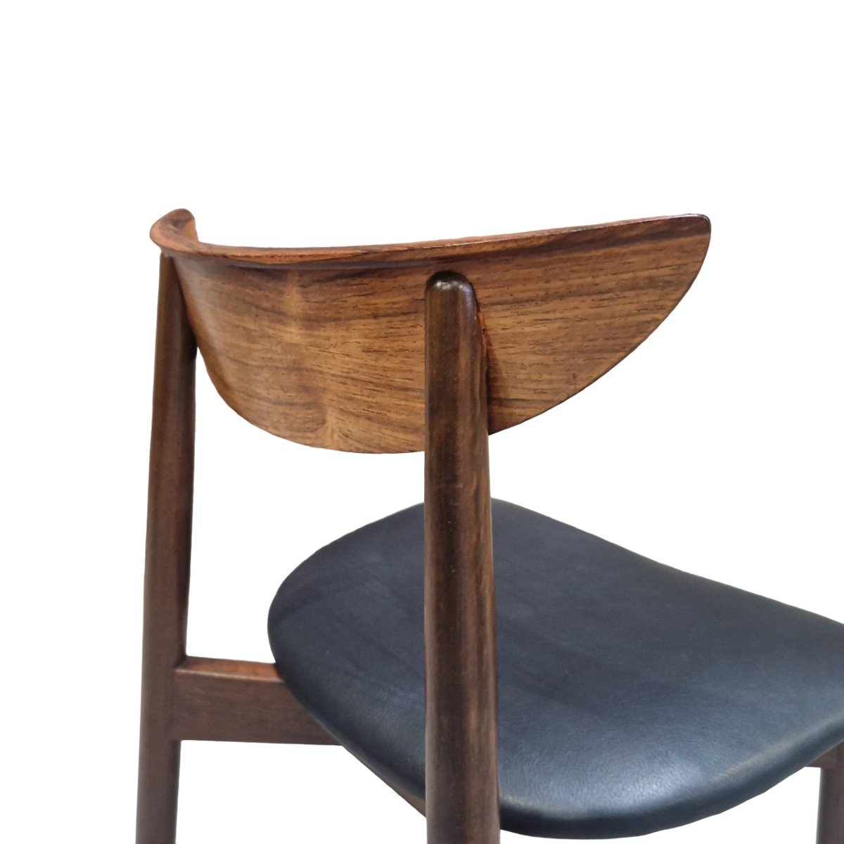 Series Of Six Vintage Scandinavian Chairs In Rosewood And Leather, Harry Ostergaard-photo-4