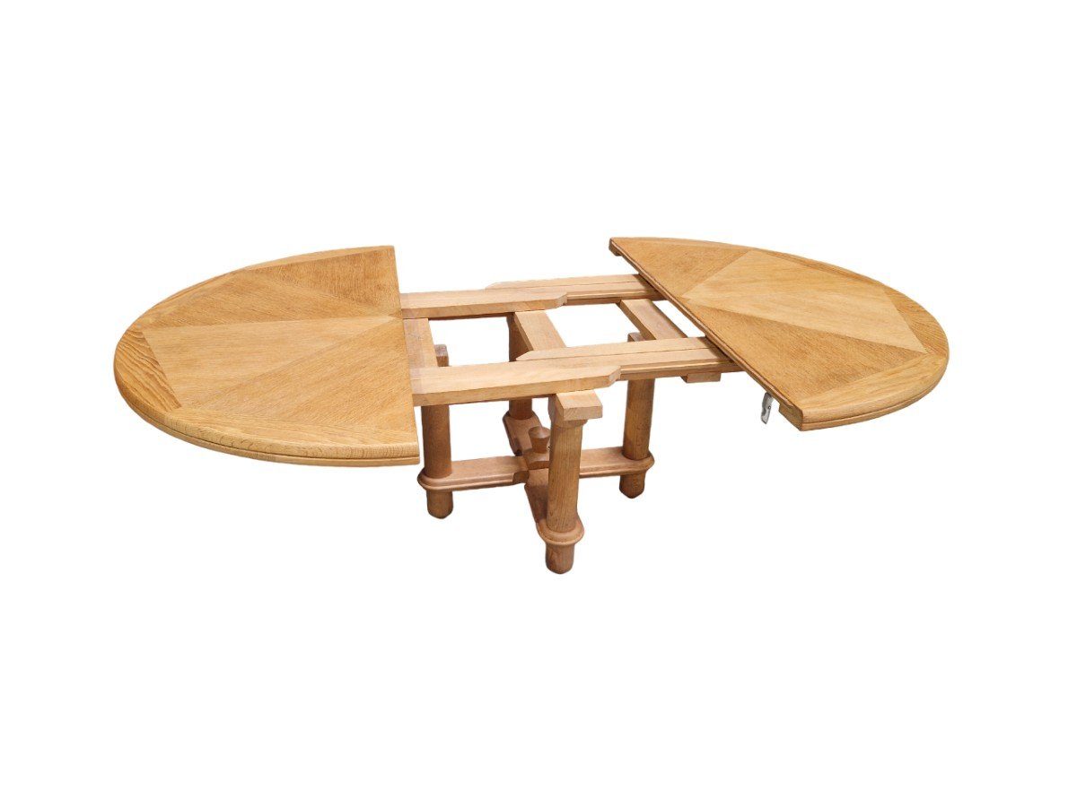 Very Large Round Table In Light Oak, Guillerme And Chambron-photo-3