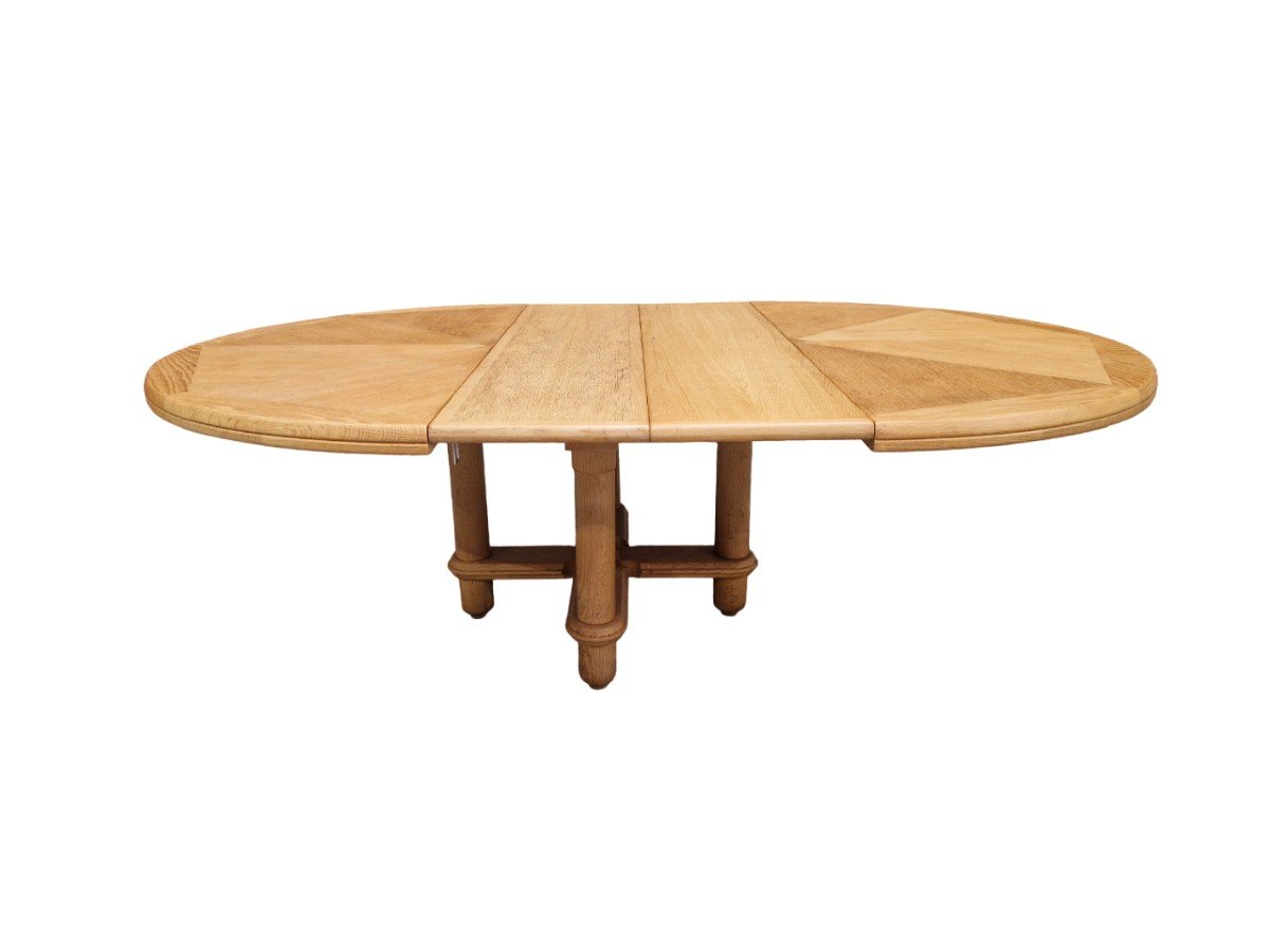Very Large Round Table In Light Oak, Guillerme And Chambron-photo-1