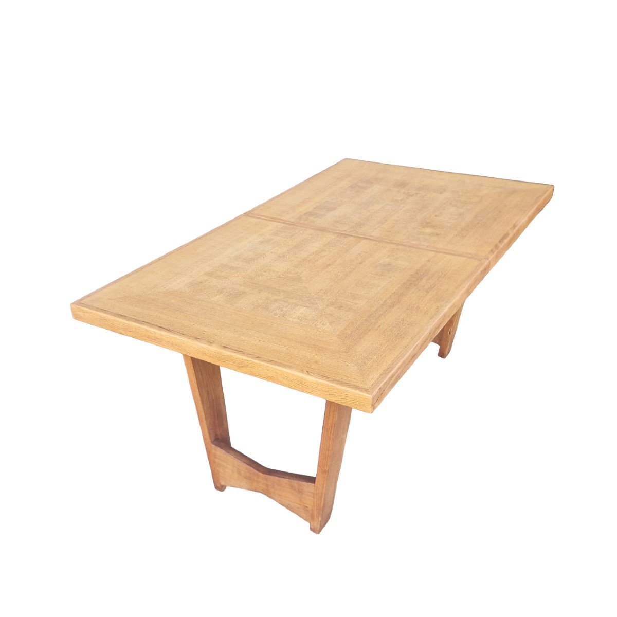 Vintage Dining Table In Golden Oak, Guillerme And Chambron