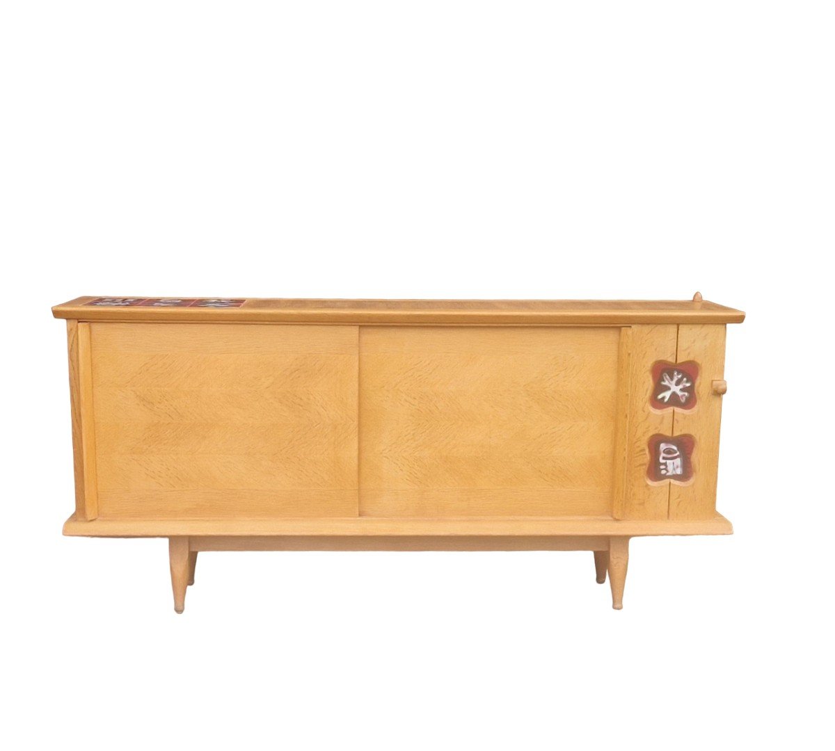 Vintage Sideboard In Light Oak, Guillerme And Chambron