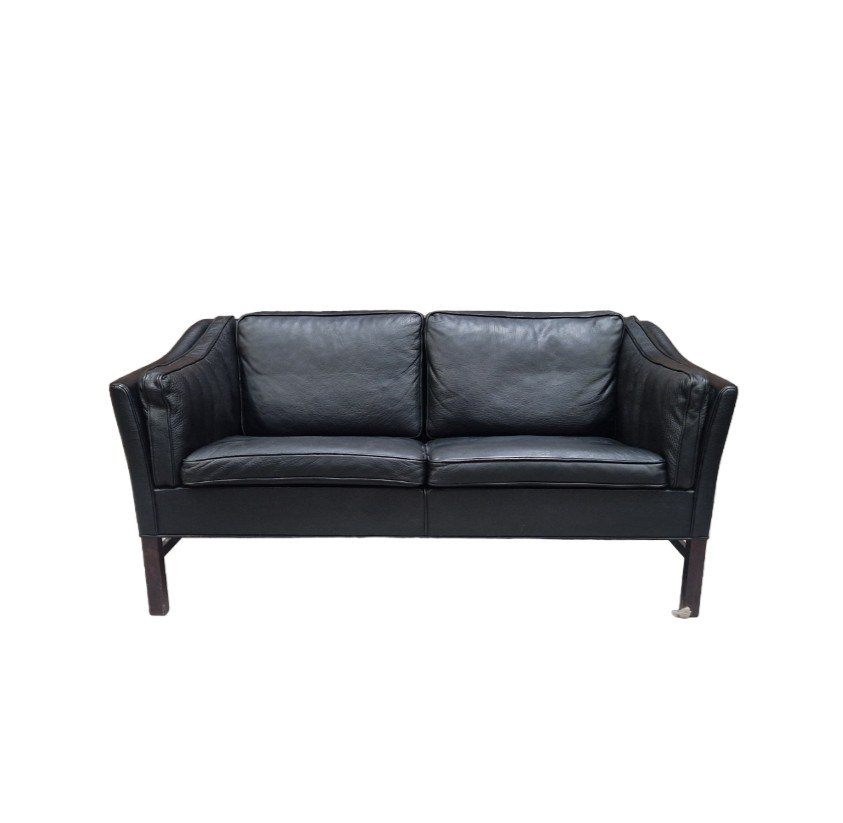 Vintage Scandinavian Sofa In Black Leather