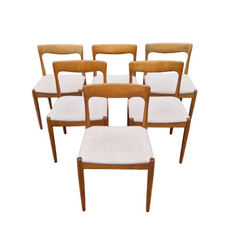 Series Of Six Danish Chairs In Light Oak, Arne Vodder-photo-4