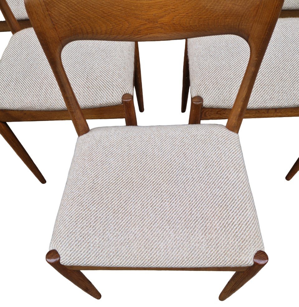 Series Of Six Danish Chairs In Light Oak, Arne Vodder-photo-2