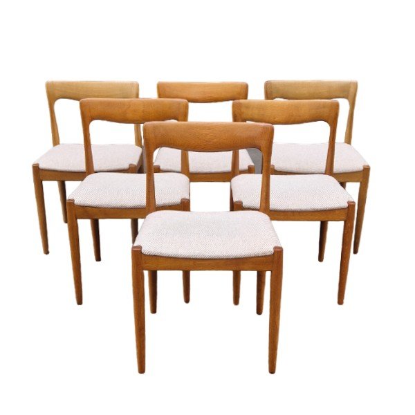 Series Of Six Danish Chairs In Light Oak, Arne Vodder