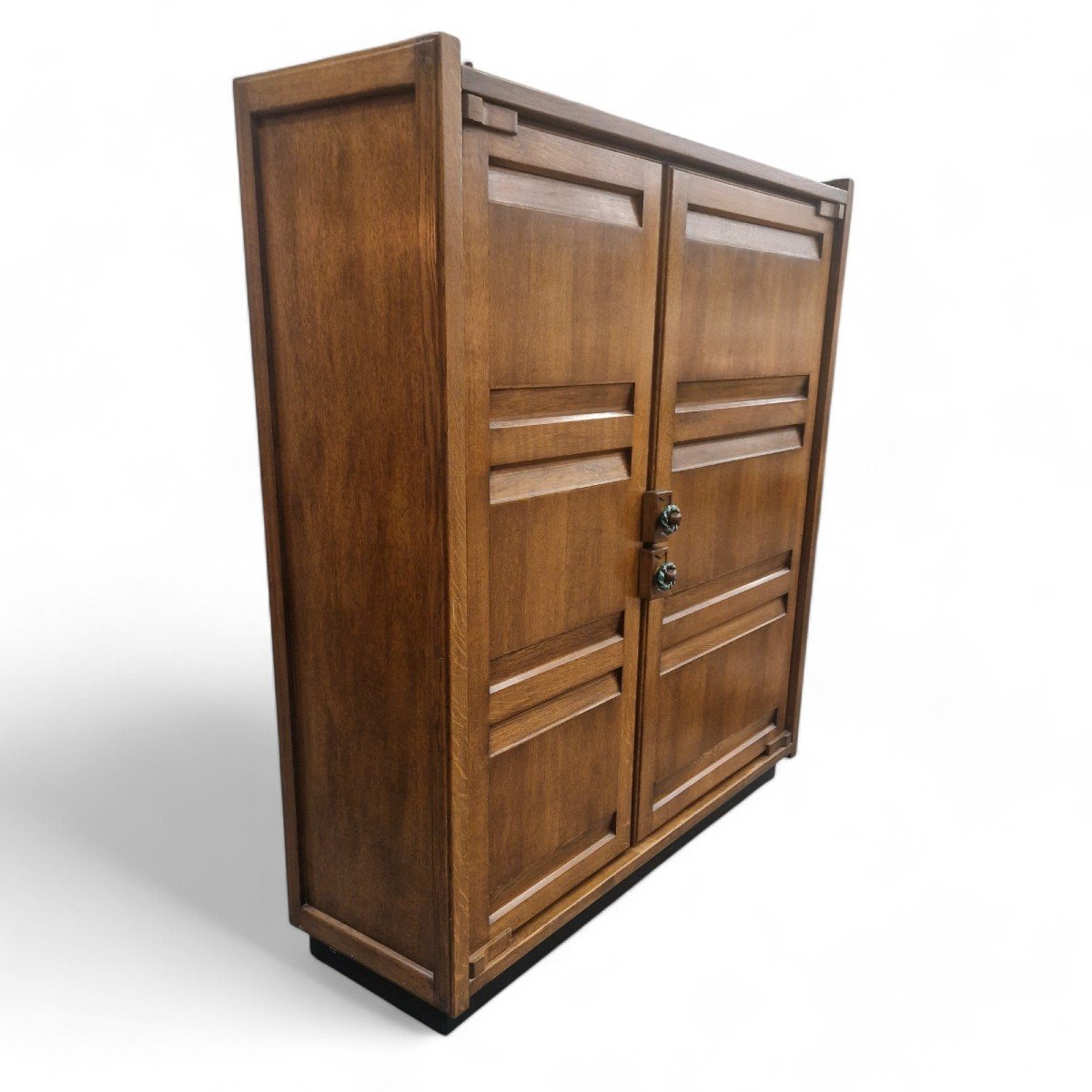 Solid Oak Wardrobe, Patinated, Guillerme Et Chambron-photo-2