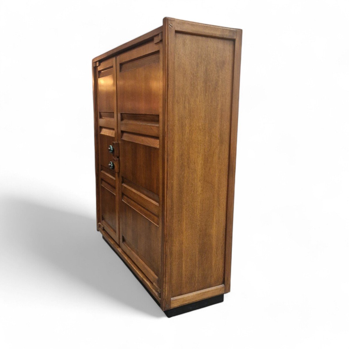 Solid Oak Wardrobe, Patinated, Guillerme Et Chambron-photo-3