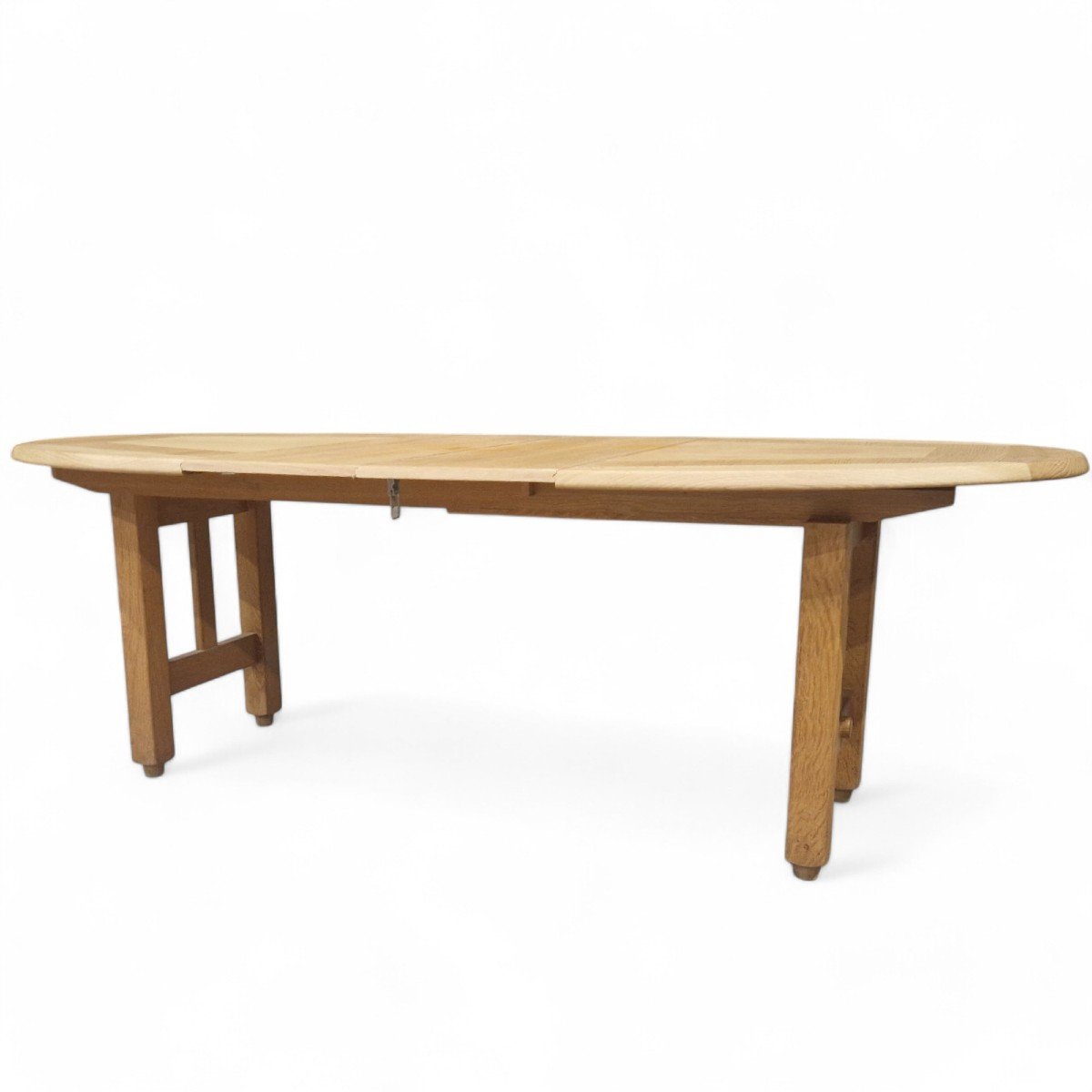 Vintage Oval Table In Light Oak, Guillerme Et Chambron-photo-1