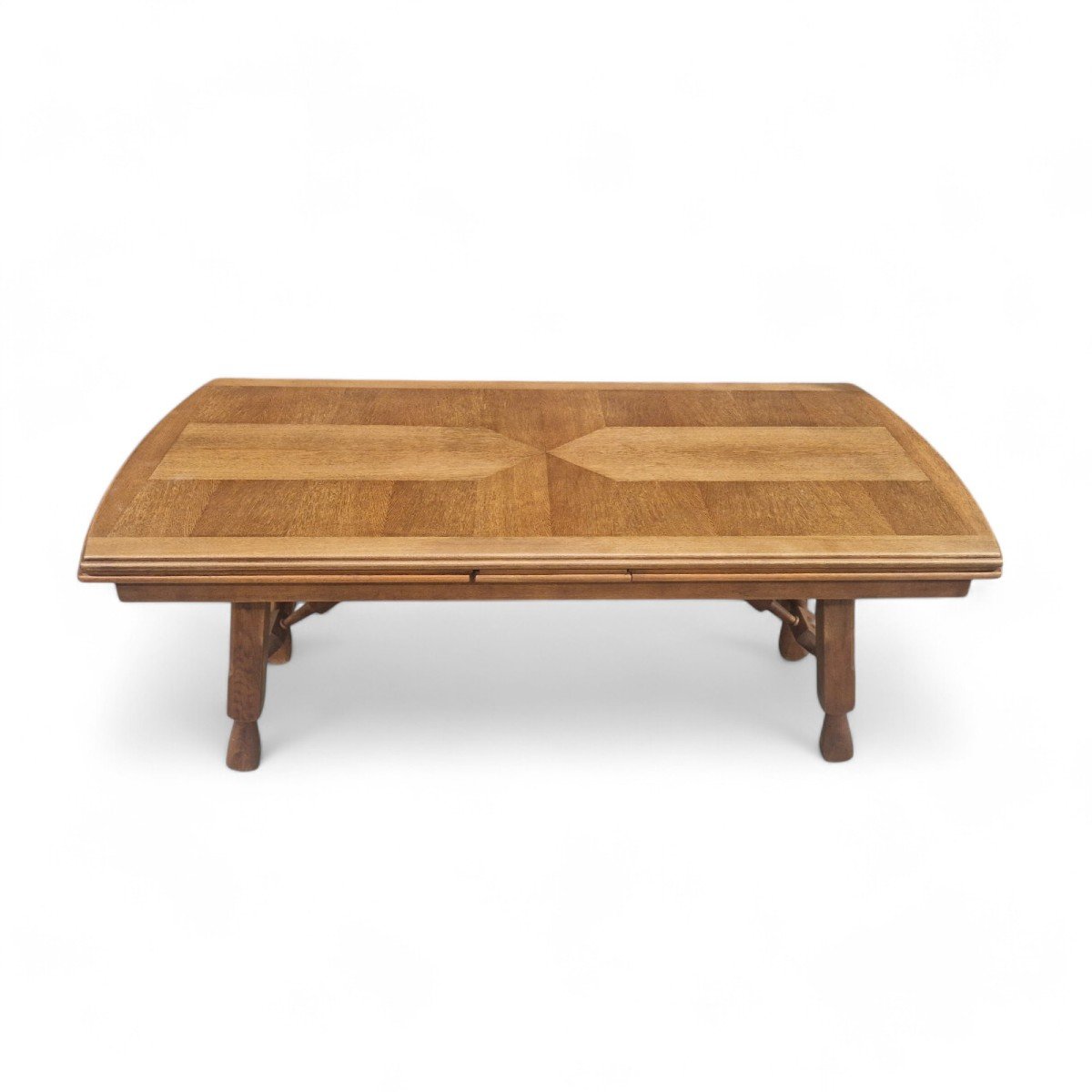 XXl Brutalist Oak Dining Table, Guillerme Et Chambron-photo-2