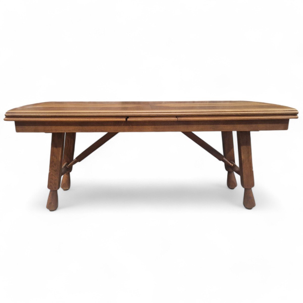 XXl Brutalist Oak Dining Table, Guillerme Et Chambron-photo-4