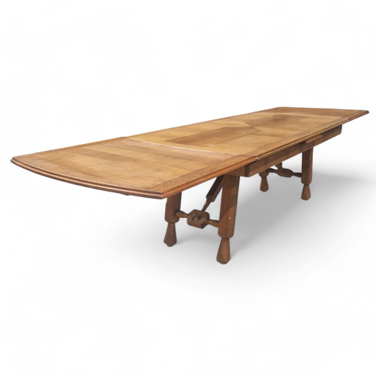 XXl Brutalist Oak Dining Table, Guillerme Et Chambron-photo-1