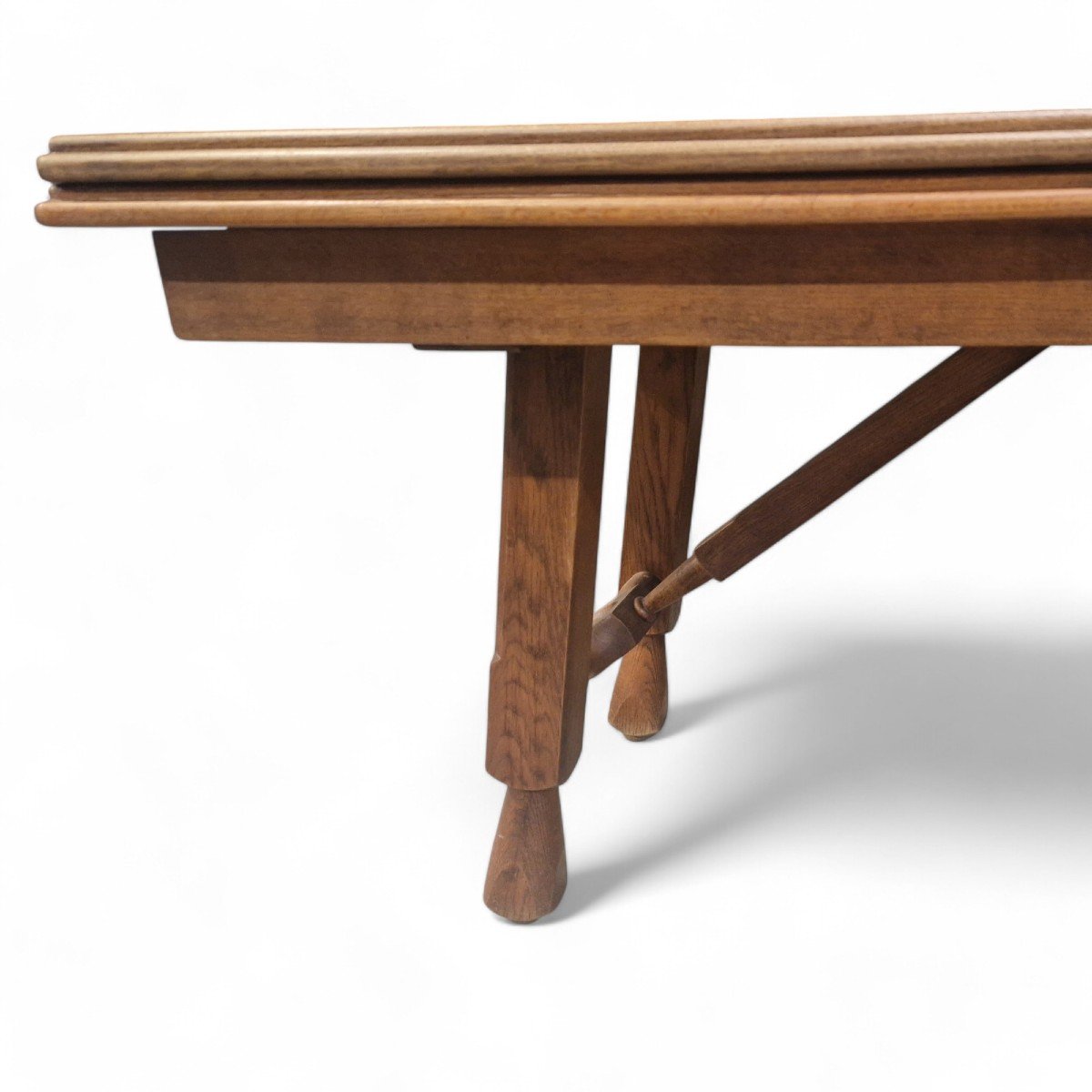 XXl Brutalist Oak Dining Table, Guillerme Et Chambron-photo-4