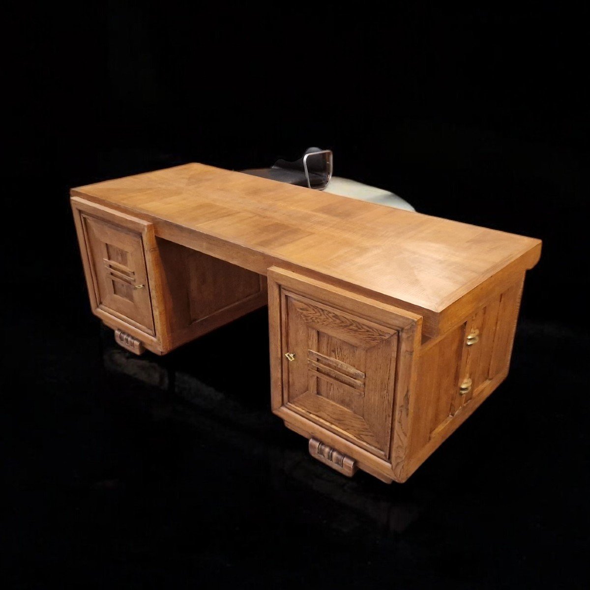 Charles Dudouyt Double-sided Oak Desk-photo-4