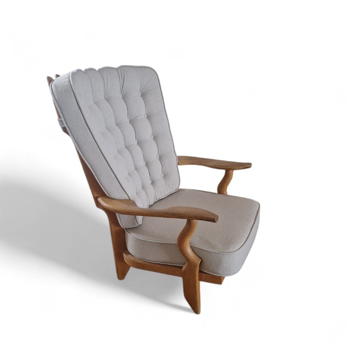 Pair Of Grand Repos Armchairs In Light Oak, Guillerme And Chambron-photo-2