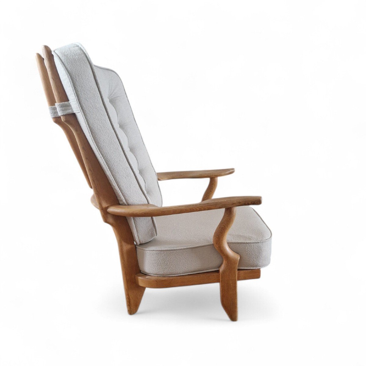 Pair Of Grand Repos Armchairs In Light Oak, Guillerme And Chambron-photo-4