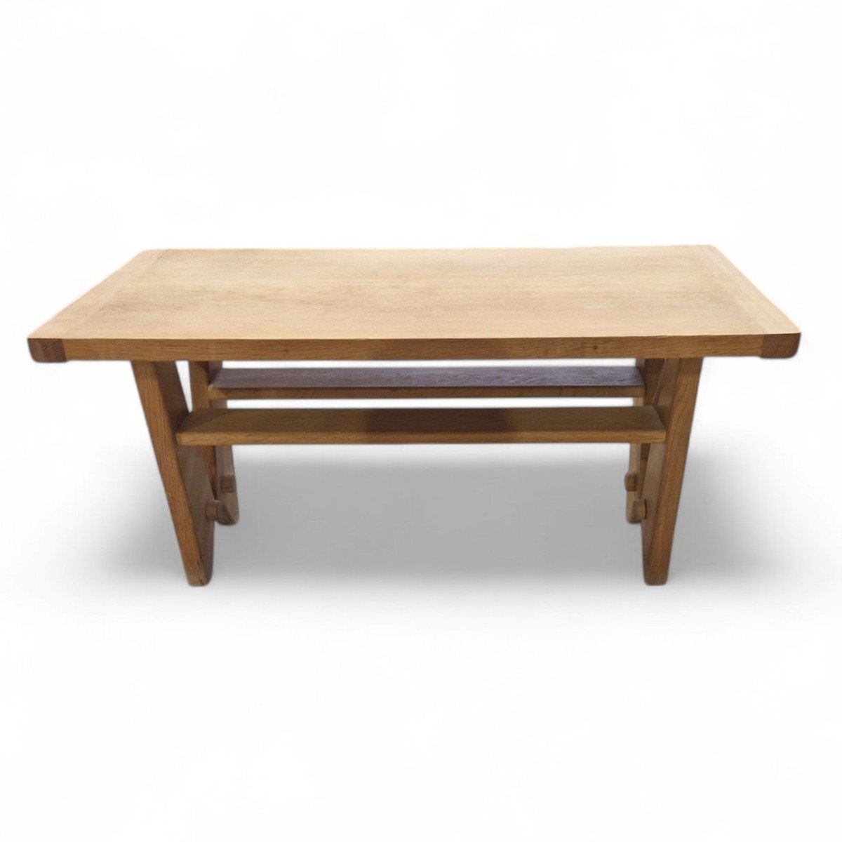 Vintage Coffee Table In Light Oak, Guillerme Et Chambron-photo-4