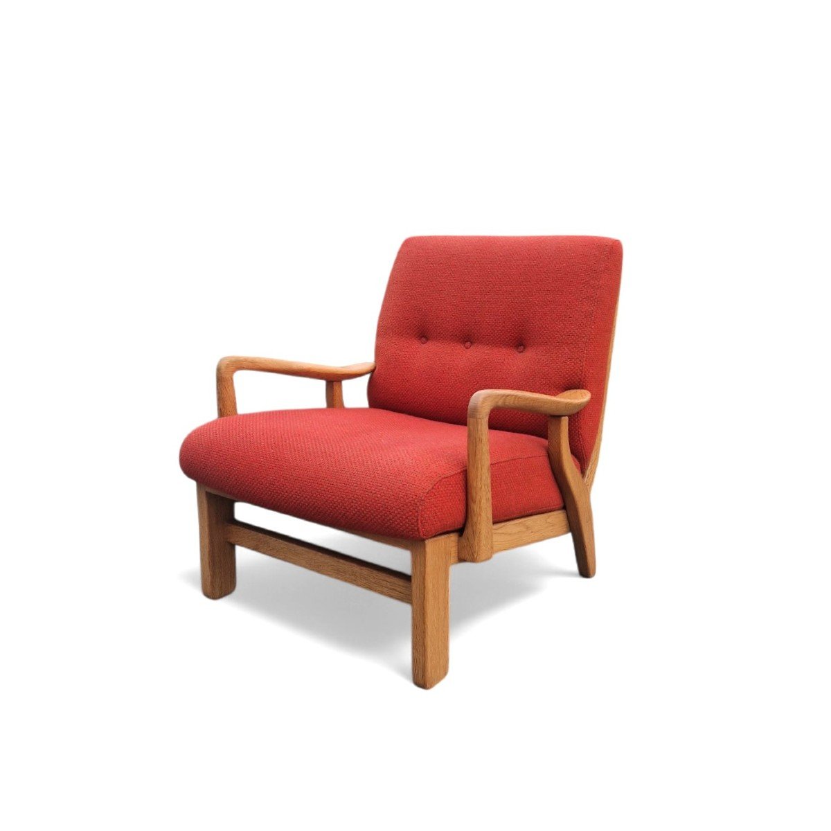 Lounge Chair In Light Oak, Guillerme And Chambron-photo-2