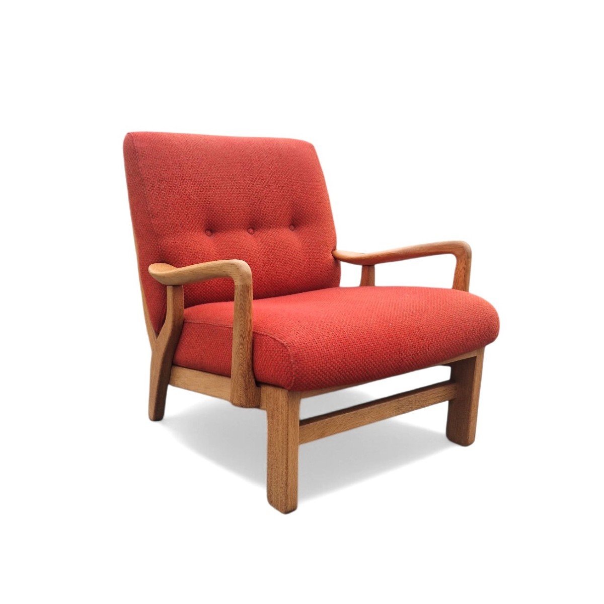 Lounge Chair In Light Oak, Guillerme And Chambron-photo-4