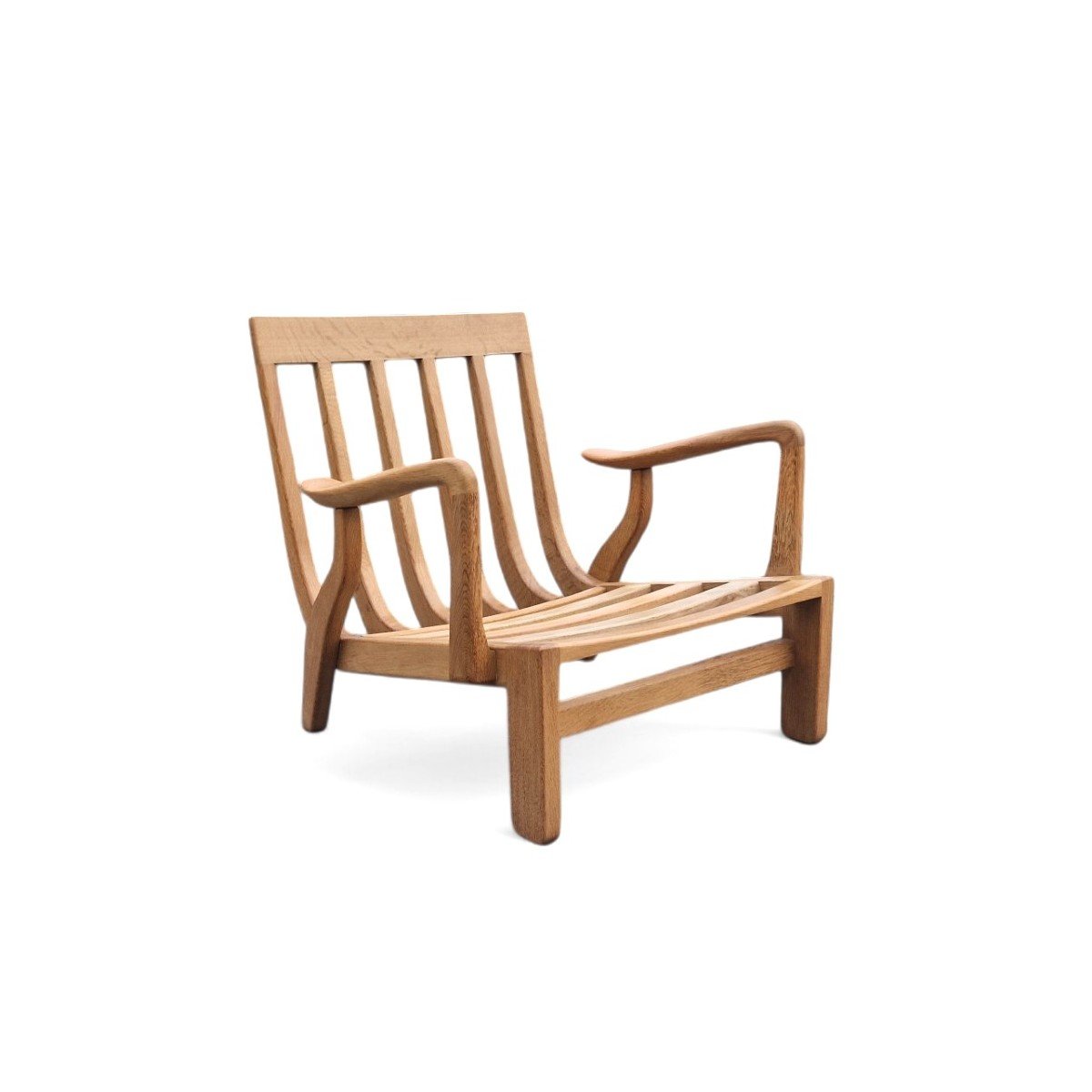 Lounge Chair In Light Oak, Guillerme And Chambron-photo-1