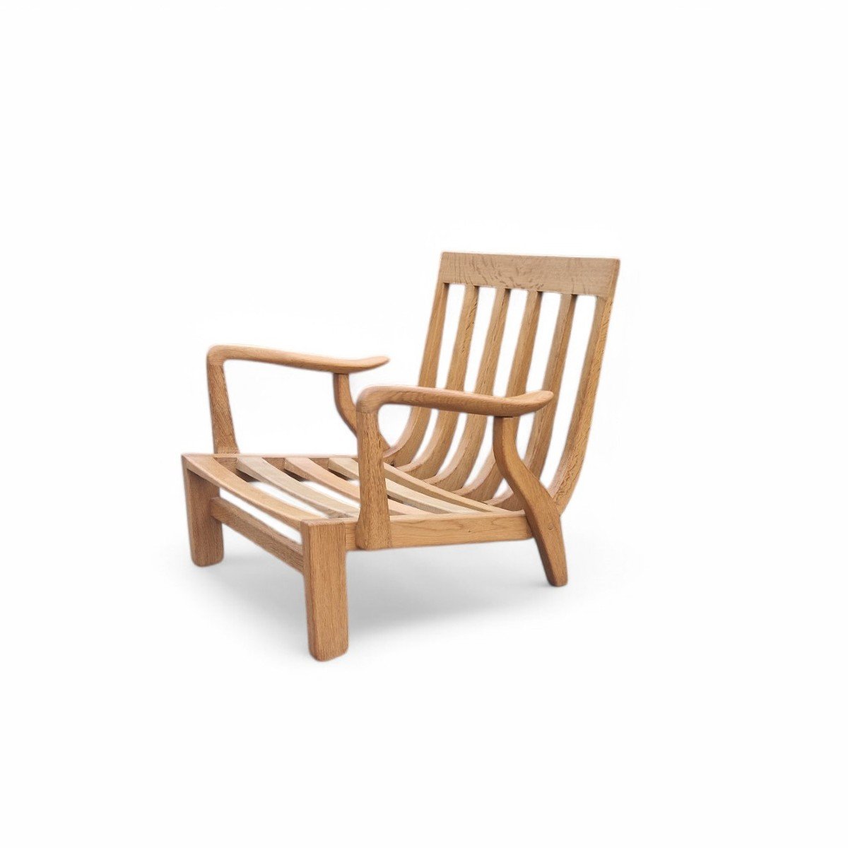 Lounge Chair In Light Oak, Guillerme And Chambron-photo-2