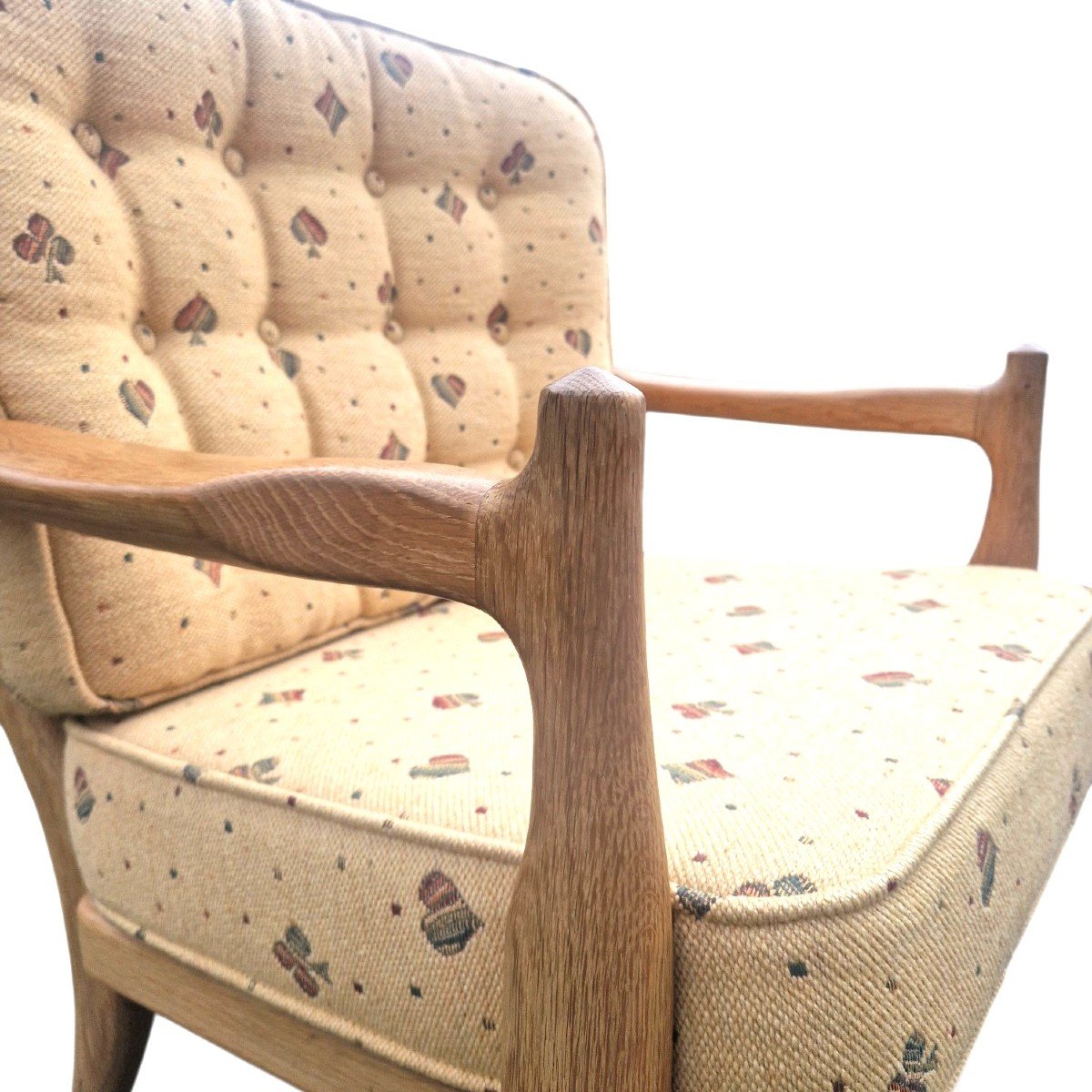 “josé” Armchair In Light Oak, Guillerme Et Chambron-photo-2