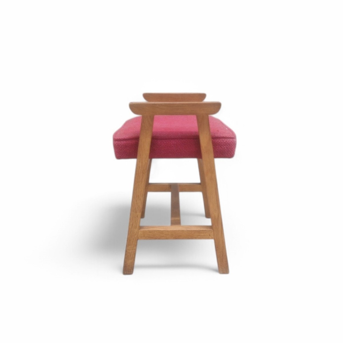 Light Oak And Fabric Stool, Guillerme Et Chambron-photo-2