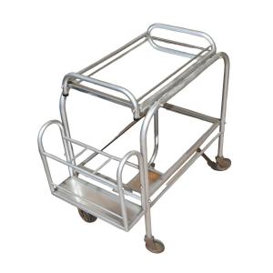 Desserte "trolley" Art-déco En Aluminium Et Miroir, Dans Le Goût De Jacques Adnet