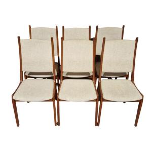 Series Of Six Scandinavian Chairs In Solid Teak, Korup Stolefabrik