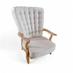 Pair Of Grand Repos Armchairs In Light Oak, Guillerme And Chambron