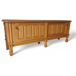 Vintage Sideboard In Light Oak, Guillerme Et Chambron