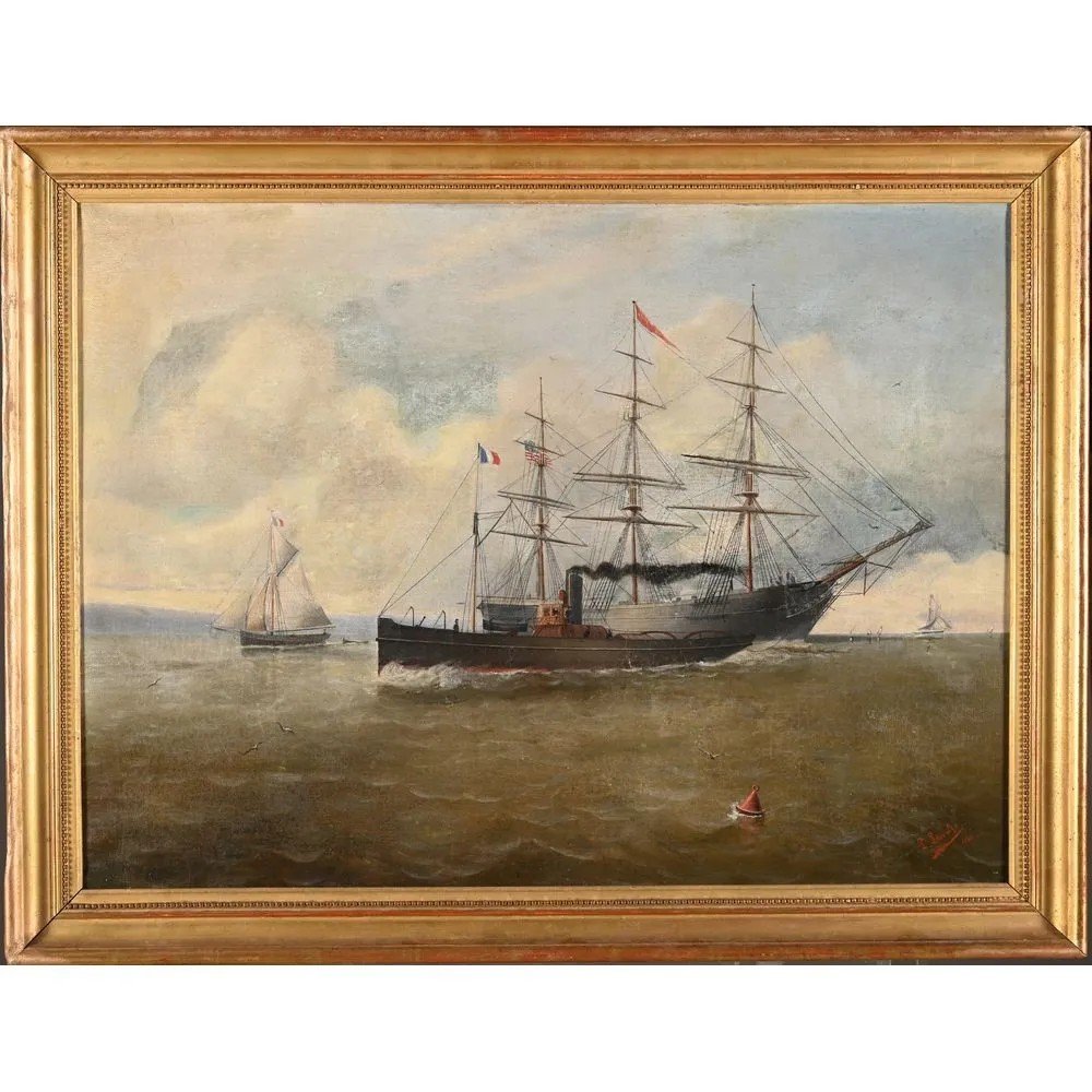 Marine Belle Oil On Canvas Signed L.levitre And Dated 1880