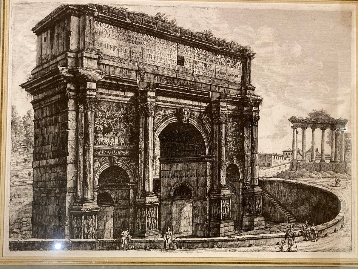 « Vue de l’Arc de Septime Sévère » d'après un dessin de Luigi Rossini (1790 - 1857)-photo-2