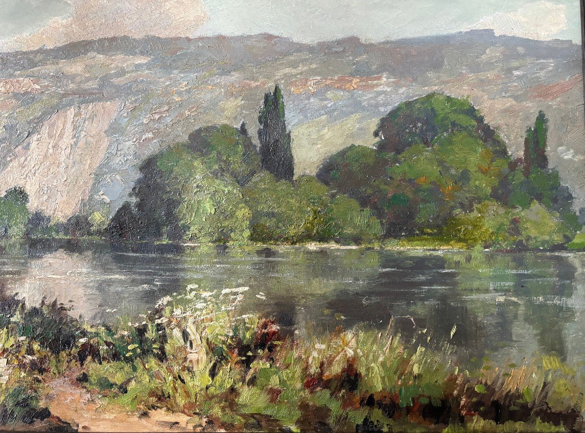 Léon Launay (1890-1956). The Banks Of The Seine (vernon)-photo-2