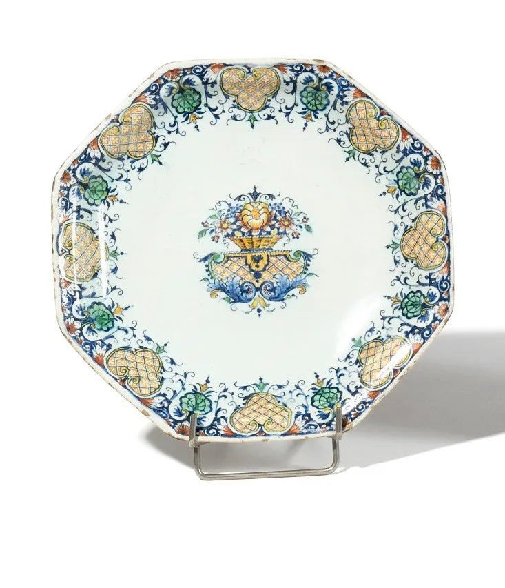 Rouen Octagonal Plate 18th Century