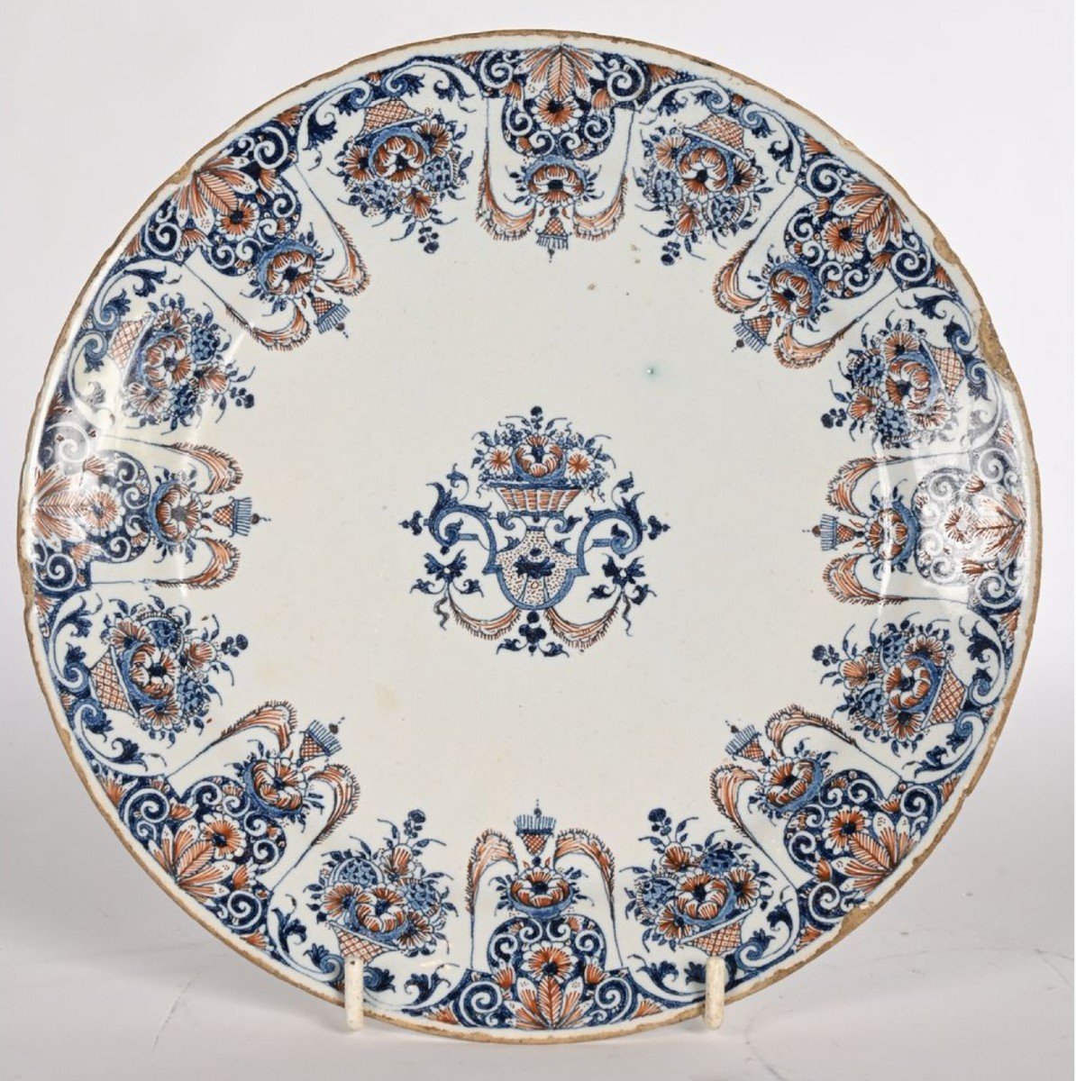 Rouen. Earthenware Plate, 18th Century. Diam.24.