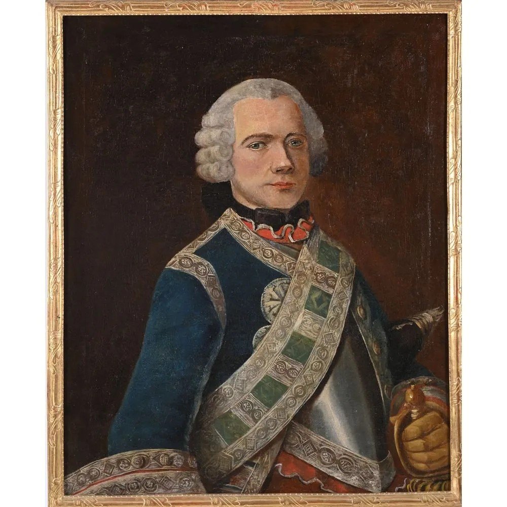 école Francaise Début XVIIIè. « Portrait D’officier Des Gardes Du Corps Du Roi ».