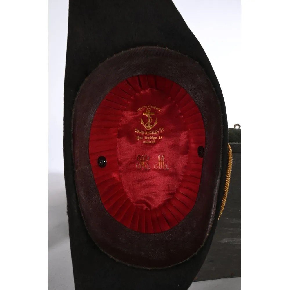 Navy Bicorne In Its Blackened Wooden Box-photo-2